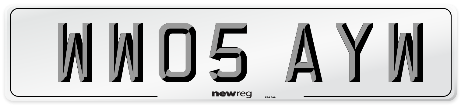 WW05 AYW Number Plate from New Reg